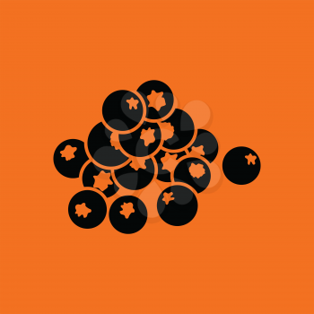 Blueberry icon. Orange background with black. Vector illustration.