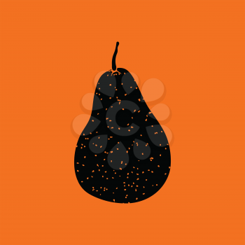 Pear icon. Orange background with black. Vector illustration.