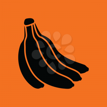 Banana icon. Orange background with black. Vector illustration.