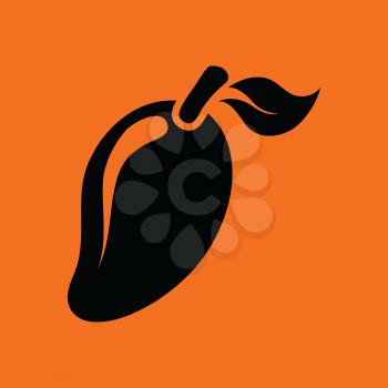 Mango icon. Orange background with black. Vector illustration.