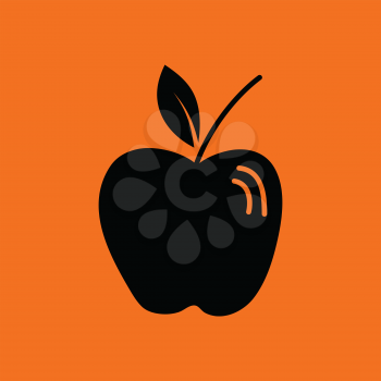 Apple icon. Orange background with black. Vector illustration.