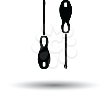Screwdriver icon. White background with shadow design. Vector illustration.