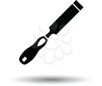 Chisel icon. White background with shadow design. Vector illustration.