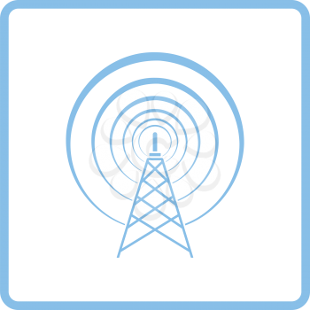 Radio antenna icon. Blue frame design. Vector illustration.