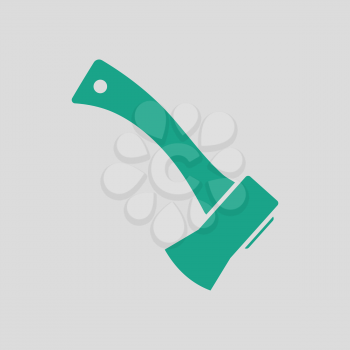 Camping axe  icon. Gray background with green. Vector illustration.