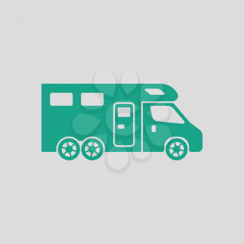 Camping family caravan  icon. Gray background with green. Vector illustration.