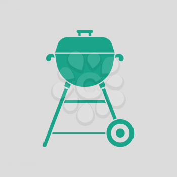 Barbecue  icon. Gray background with green. Vector illustration.