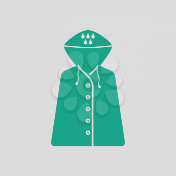 Raincoat icon. Gray background with green. Vector illustration.