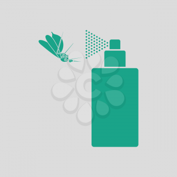 Mosquito spray icon. Gray background with green. Vector illustration.