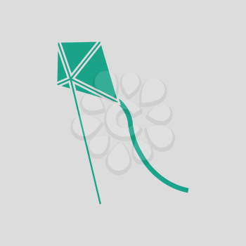 Kite in sky icon. Gray background with green. Vector illustration.