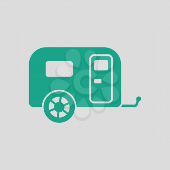 Camping family caravan car  icon. Gray background with green. Vector illustration.