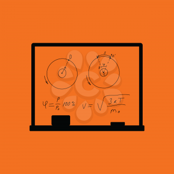 Classroom blackboard icon. Orange background with black. Vector illustration.