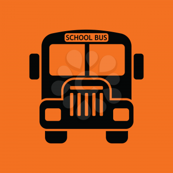 School bus icon. Orange background with black. Vector illustration.