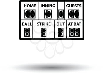 Baseball scoreboard icon. White background with shadow design. Vector illustration.