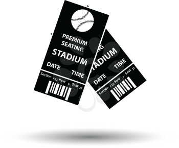Baseball tickets icon. White background with shadow design. Vector illustration.