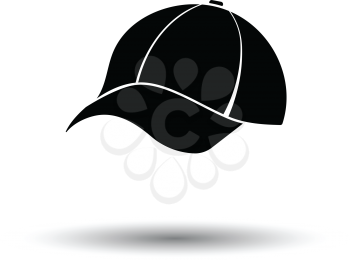 Baseball cap icon. White background with shadow design. Vector illustration.