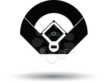 Baseball field aerial view icon. White background with shadow design. Vector illustration.