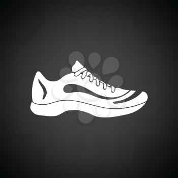 Sneaker icon. Black background with white. Vector illustration.