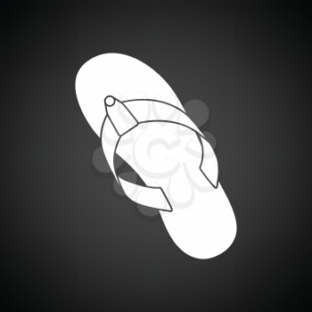 Flip flop icon. Black background with white. Vector illustration.