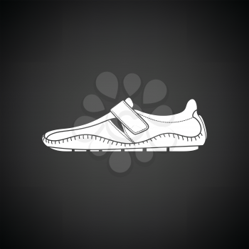 Moccasin icon. Black background with white. Vector illustration.