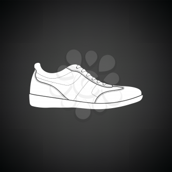 Man casual shoe icon. Black background with white. Vector illustration.