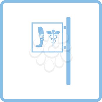 Vet clinic icon. Blue frame design. Vector illustration.