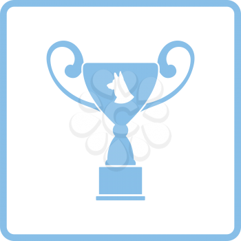 Dog prize cup icon. Blue frame design. Vector illustration.