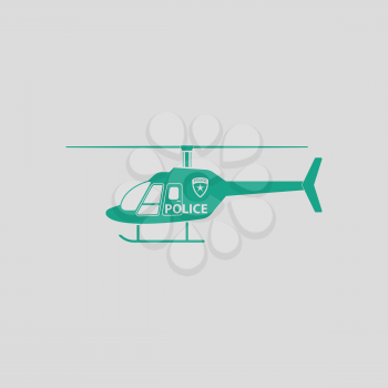 Police helicopter icon. Gray background with green. Vector illustration.