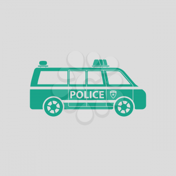 Police van icon. Gray background with green. Vector illustration.