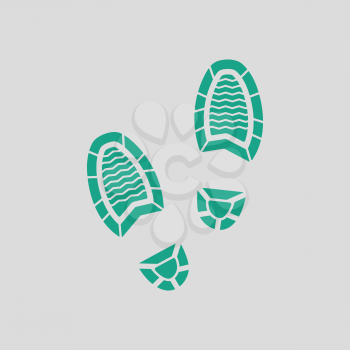 Man footprint icon. Gray background with green. Vector illustration.