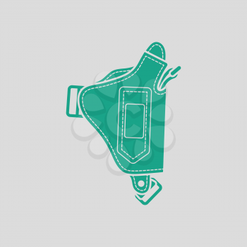 Police holster gun icon. Gray background with green. Vector illustration.