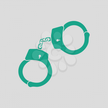 Police handcuff icon. Gray background with green. Vector illustration.