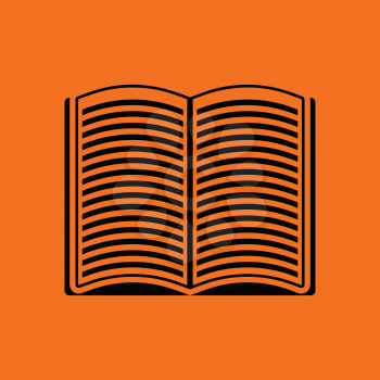 Open book icon. Orange background with black. Vector illustration.