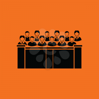 Jury icon. Orange background with black. Vector illustration.
