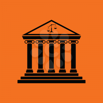Courthouse icon. Orange background with black. Vector illustration.