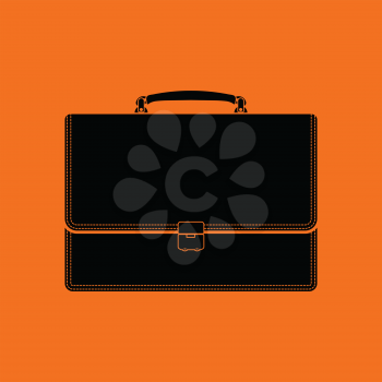 Suitcase icon. Orange background with black. Vector illustration.