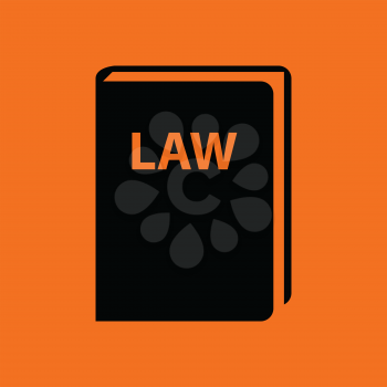 Law book icon. Orange background with black. Vector illustration.