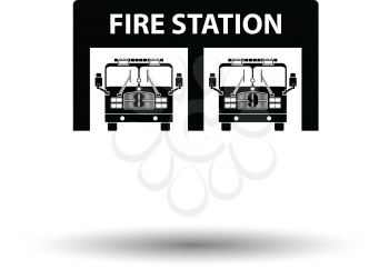 Fire station icon. White background with shadow design. Vector illustration.