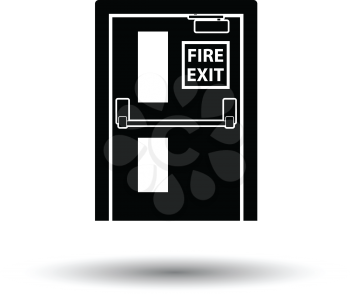 Fire exit door icon. White background with shadow design. Vector illustration.