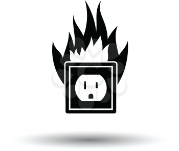 Electric outlet fire icon. White background with shadow design. Vector illustration.