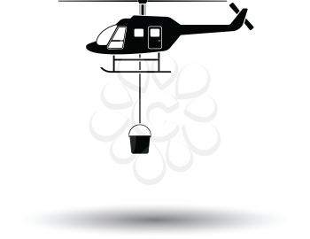 Fire service helicopter icon. White background with shadow design. Vector illustration.