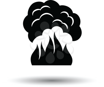 Fire and smoke icon. White background with shadow design. Vector illustration.