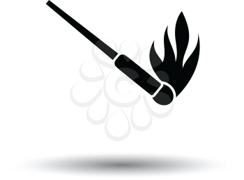 Burning matchstik icon. White background with shadow design. Vector illustration.