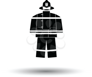 Fire service uniform icon. White background with shadow design. Vector illustration.