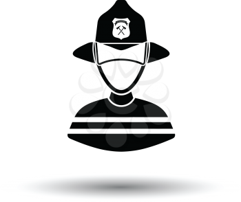 Fireman icon. White background with shadow design. Vector illustration.