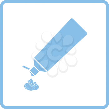 Toothpaste tube icon. Blue frame design. Vector illustration.
