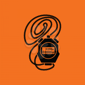 Coach stopwatch  icon. Orange background with black. Vector illustration.