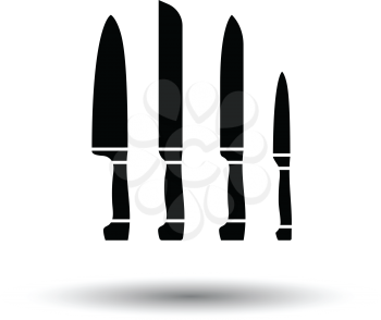 Kitchen knife set icon. White background with shadow design. Vector illustration.