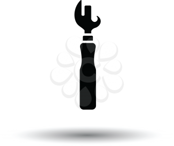 Can opener icon. White background with shadow design. Vector illustration.