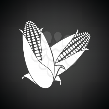 Corn icon. Black background with white. Vector illustration.
